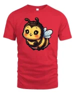 Cute Bumble Bee Graphic T-Shirt Kawaii Cartoon Honey Tee - red t-shirt on white background