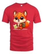 Cute Explorer Fox Graphic T-Shirt Kawaii Adventure Tee - red t-shirt on white background
