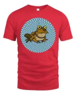 Hypnotic Frog Graphic T-Shirt Trippy Psychedelic Art Tee - red t-shirt on white background