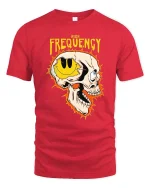 High Frequency Skull Graphic T-Shirt Edgy Streetwear Tee - red t-shirt on white background
