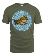 Hypnotic Frog Graphic T-Shirt Trippy Psychedelic Art Tee - military green t-shirt on white background
