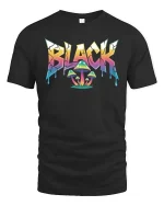 Black Psychedelic Mushroom Graphic T-Shirt Streetwear Fit - black t-shirt on white background