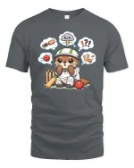 Cute Cricket Player Cartoon Graphic T-Shirt Funny Sport Tee - gray t-shirt on white background