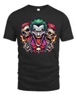 Joker Skull Flame Graphic T-Shirt Dark Streetwear Styles - black t-shirt on white background
