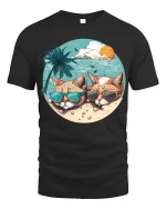 Cool Cats Beach Sunglasses Graphic T-Shirt Summer Vibe - black t-shirt on white background