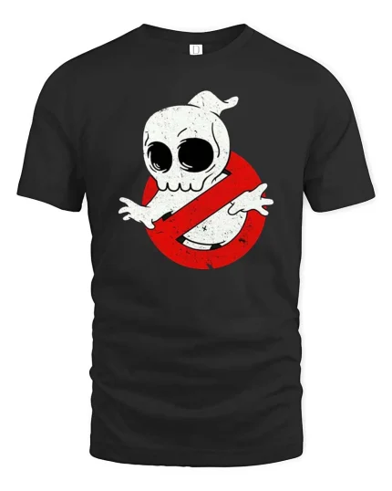 Funny Skull Ghost Graphic T-Shirt No Ghost Style Tee - black t-shirt on white background