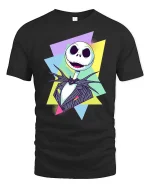Spooky Skeleton Retro Graphic T-Shirt Halloween Style - black t-shirt on white background