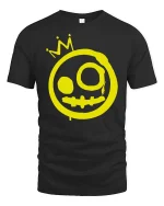 Graffiti Smile Crown Graphic T-Shirt Street Art Style - black t-shirt on white background