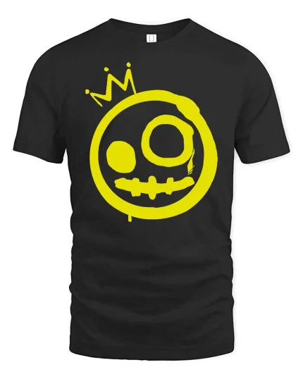 Graffiti Smile Crown Graphic T-Shirt Street Art Style - black t-shirt on white background