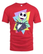 Spooky Skeleton Retro Graphic T-Shirt Halloween Style - red t-shirt on white background