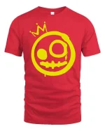 Graffiti Smile Crown Graphic T-Shirt Street Art Style - red t-shirt on white background