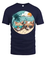 Cool Cats Beach Sunglasses Graphic T-Shirt Summer Vibe - navy t-shirt on white background