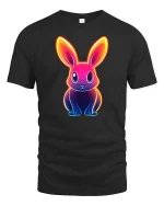 Neon Bunny T-Shirt Colorful Glow Rabbit Graphic Tee - black t-shirt on white background
