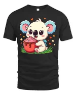 Cute Koala T-Shirt Sweet Animal Dessert Graphic Tee - black t-shirt on white background