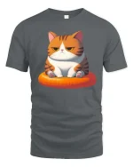 Grumpy Cute Cat T-Shirt Funny Orange Kitty Graphic Tee - gray t-shirt on white background