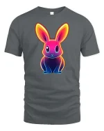 Neon Bunny T-Shirt Colorful Glow Rabbit Graphic Tee - gray t-shirt on white background