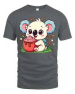 Cute Koala T-Shirt Sweet Animal Dessert Graphic Tee - gray t-shirt on white background