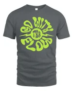 Go With The Flow T-Shirt Retro Psychedelic Graphic Tee - gray t-shirt on white background