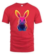 Neon Bunny T-Shirt Colorful Glow Rabbit Graphic Tee - red t-shirt on white background