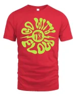 Go With The Flow T-Shirt Retro Psychedelic Graphic Tee - red t-shirt on white background