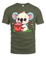 Cute Koala T-Shirt Sweet Animal Dessert Graphic Tee - military green t-shirt on white background