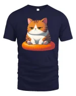 Grumpy Cute Cat T-Shirt Funny Orange Kitty Graphic Tee - navy t-shirt on white background