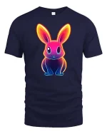 Neon Bunny T-Shirt Colorful Glow Rabbit Graphic Tee - navy t-shirt on white background