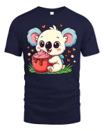 Cute Koala T-Shirt Sweet Animal Dessert Graphic Tee - navy t-shirt on white background