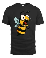 Funny Angry Bee T-Shirt Cartoon Insect Graphic Humor Tee - black t-shirt on white background