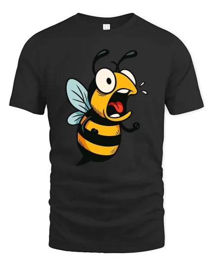 Funny Angry Bee T-Shirt Cartoon Insect Graphic Humor Tee - black t-shirt on white background