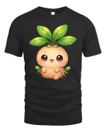 Cute Mandrake Plant T-Shirt Kawaii Nature Cartoon Tee - black t-shirt on white background