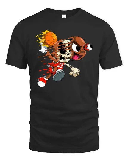 Zombie Basketball T-Shirt Funny Sports Horror Graphic Tee - black t-shirt on white background