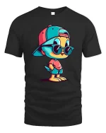 Cool Chick T-Shirt Hip Hop Cute Bird Graphic Streetwear - black t-shirt on white background