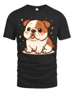Cute Bulldog T-Shirt Adorable Puppy Graphic Dog Lover Tee - black t-shirt on white background