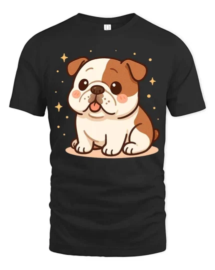 Cute Bulldog T-Shirt Adorable Puppy Graphic Dog Lover Tee - black t-shirt on white background