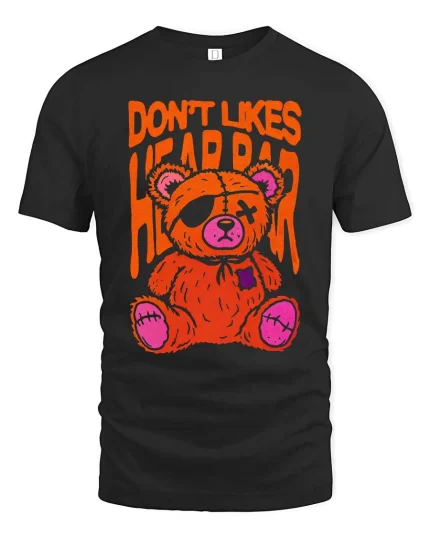 Creepy Teddy Bear T-Shirt Horror Cute Grunge Graphic Tee - black t-shirt on white background