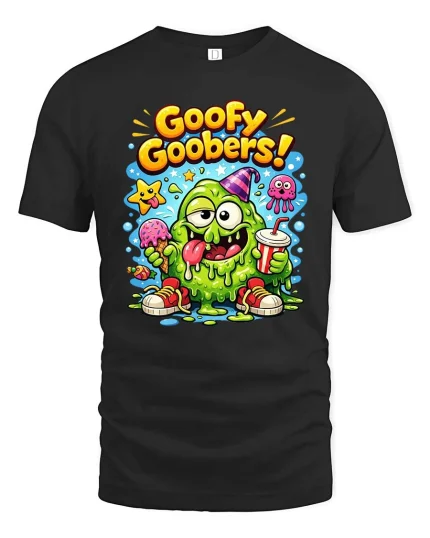 Goofy Goobers T-Shirt Funny Slime Cartoon Graphic Tee - black t-shirt on white background