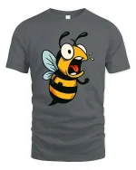 Funny Angry Bee T-Shirt Cartoon Insect Graphic Humor Tee - gray t-shirt on white background
