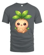 Cute Mandrake Plant T-Shirt Kawaii Nature Cartoon Tee - gray t-shirt on white background