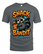 Snack Bandit Raccoon T-Shirt Funny Food Lover Graphic Tee - gray t-shirt on white background