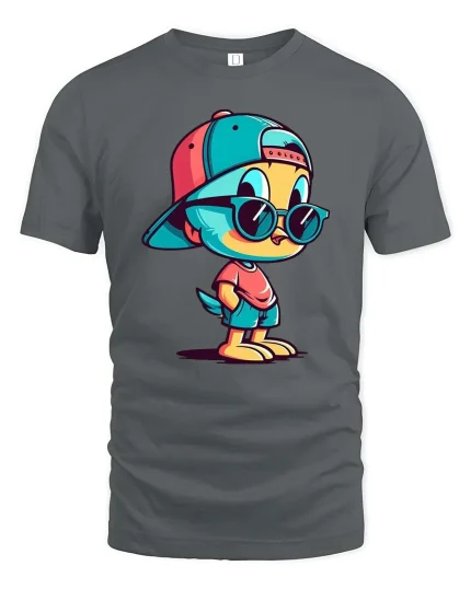 Cool Chick T-Shirt Hip Hop Cute Bird Graphic Streetwear - gray t-shirt on white background