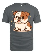 Cute Bulldog T-Shirt Adorable Puppy Graphic Dog Lover Tee - gray t-shirt on white background