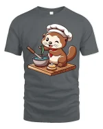 Funny Otter Chef T-Shirt Cute Cooking Animal Graphic Tee - gray t-shirt on white background
