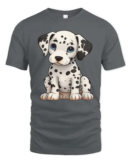 Cute Dalmatian Puppy T-Shirt Adorable Dog Graphic Tee - gray t-shirt on white background