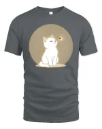 Cute White Cat T-Shirt Minimal Aesthetic Pet Graphic Tee - gray t-shirt on white background