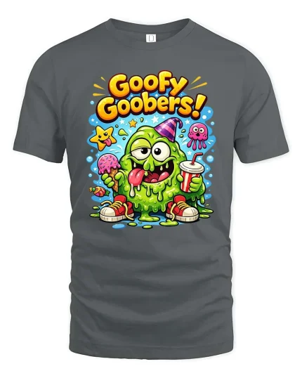 Goofy Goobers T-Shirt Funny Slime Cartoon Graphic Tee - gray t-shirt on white background