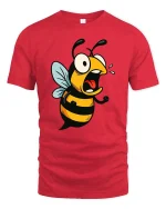 Funny Angry Bee T-Shirt Cartoon Insect Graphic Humor Tee - red t-shirt on white background
