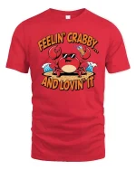 Feelin Crabby T-Shirt Funny Beach Crab Summer Graphic Tee - red t-shirt on white background