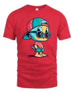 Cool Chick T-Shirt Hip Hop Cute Bird Graphic Streetwear - red t-shirt on white background