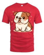 Cute Bulldog T-Shirt Adorable Puppy Graphic Dog Lover Tee - red t-shirt on white background